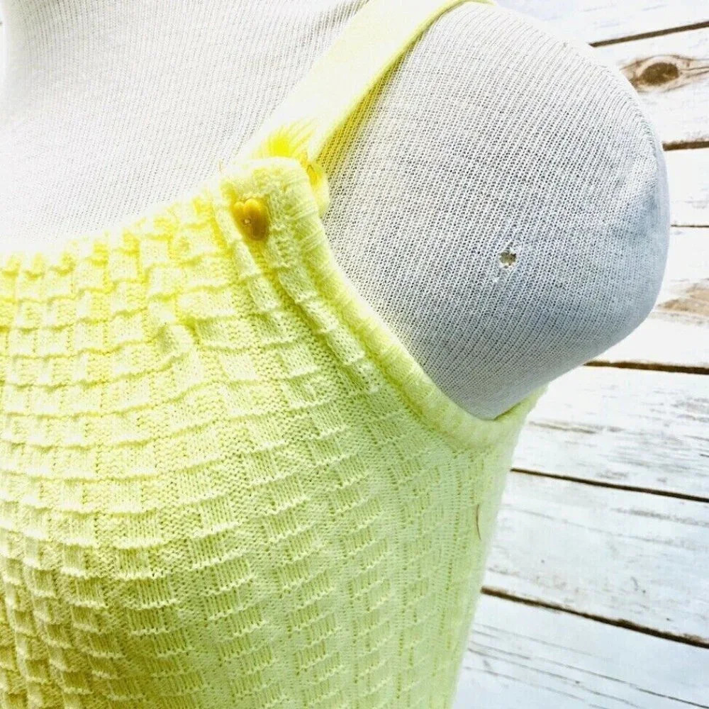 Women Sleeveless Pull Over 100% Acrylic Fiber Yellow Knitted Top Size Small Qua - Picture 5 of 12